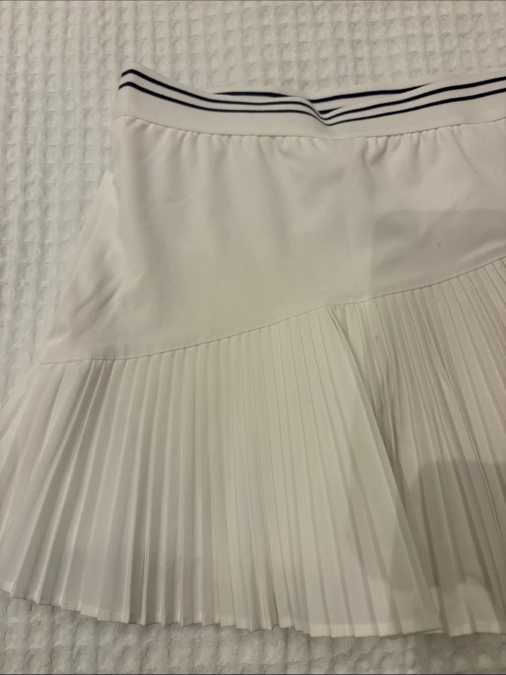 Old Navy White Pleated Skirt with Navy Striped Waistband